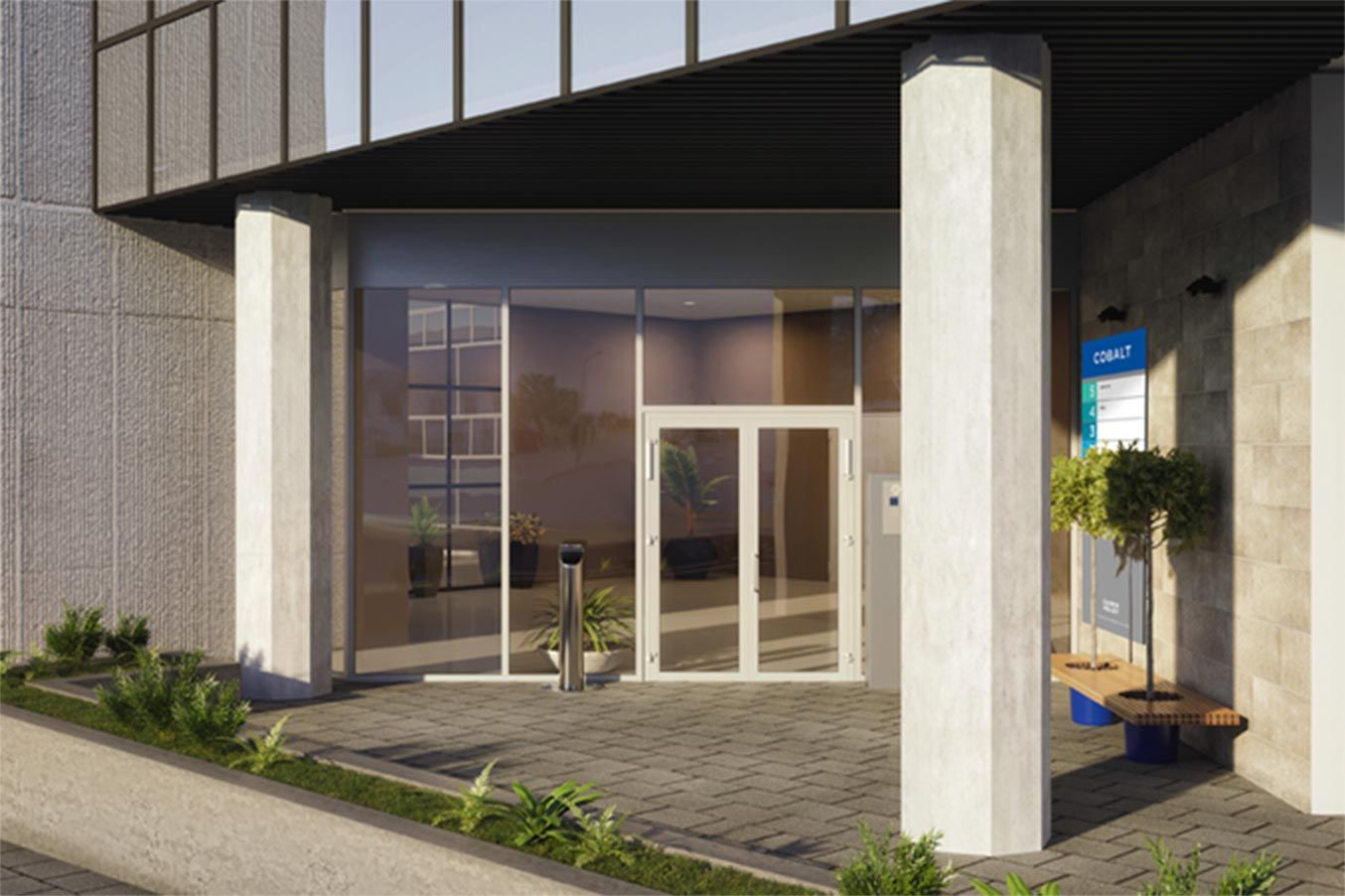 Photo entrée bâtiment cobalt